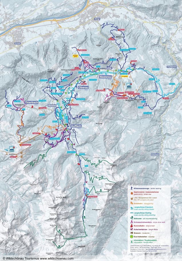Plan des pistes de ski de fond Niederau