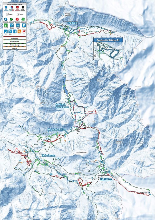 Mapa běžeckých stop Waidring (Steinplatte)