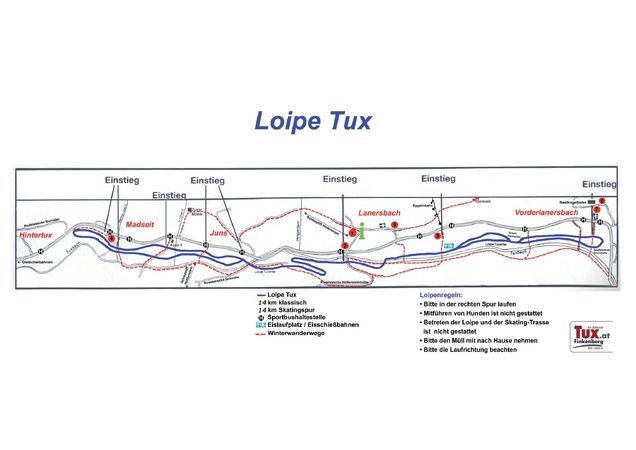 Mapa běžeckých stop Tux