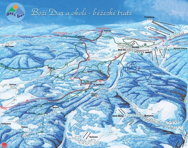 Plan des pistes de ski de fond Boží Dar