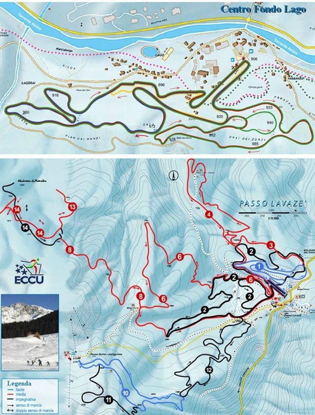 Harta pârtiilor schi fond Cavalese