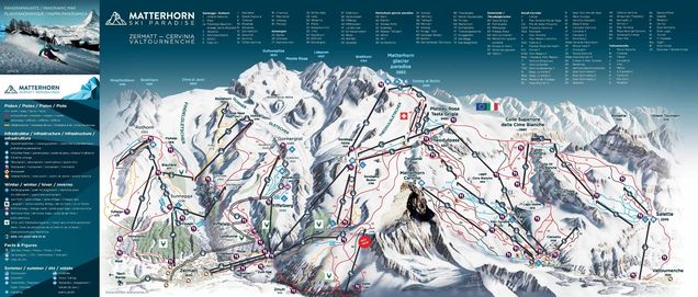 Mapa sjezdovek Zermatt - Breuil-Cervinia - Valtournenche