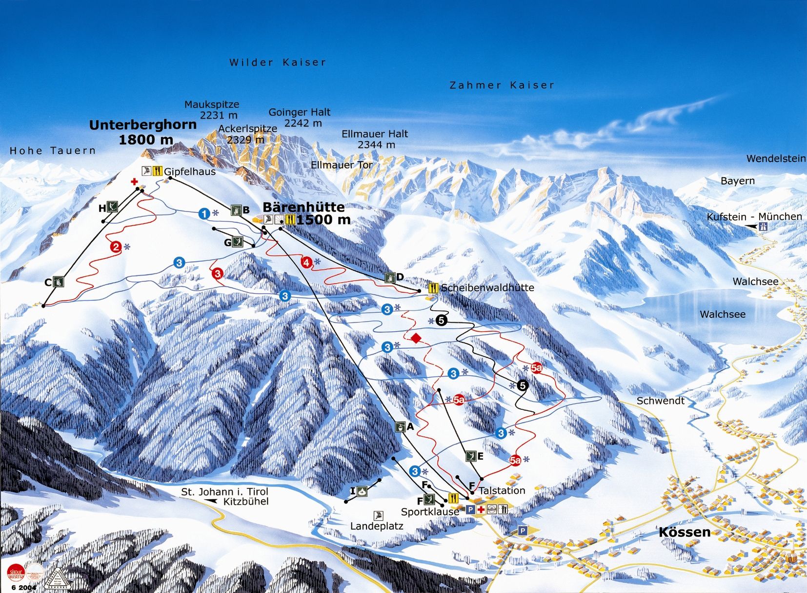 Skigebiet Unterwössen Pistenplan Steinplatte Winklmoosalm