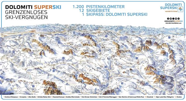 Hartă a pârtiilor Dolomiti Superski