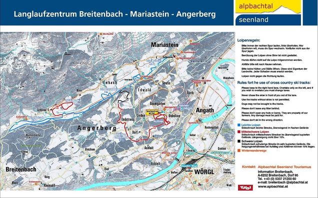 Plano pistas de esquí de fondo Alpbach