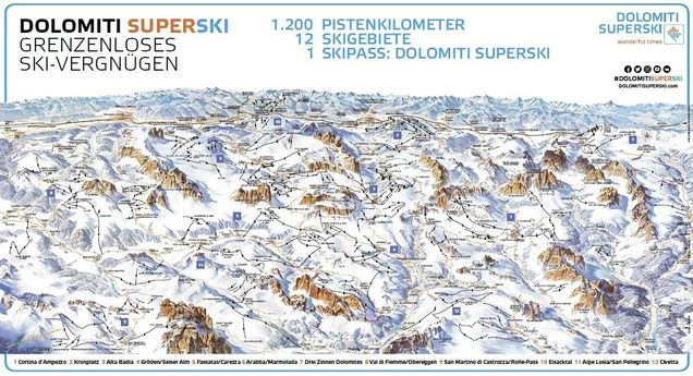 Hartă a pârtiilor Dolomiti Superski