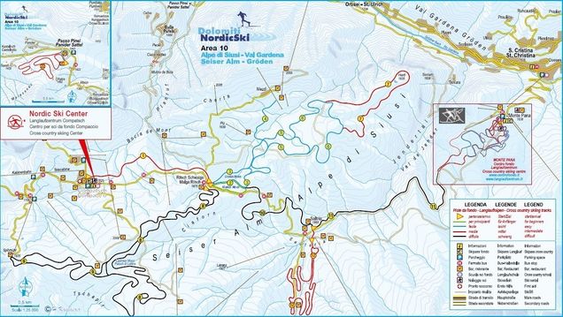 Plan des pistes de ski de fond Fiè allo Sciliar