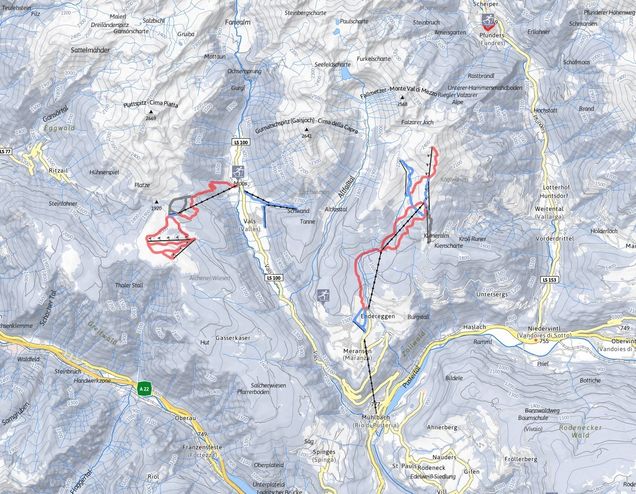 Plano pistas de esquí de fondo Rio di Pusteria in Val Pusteria