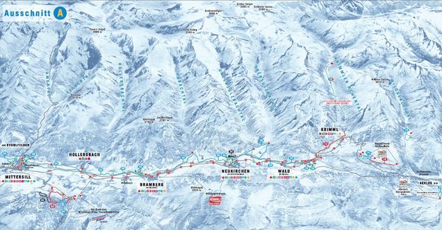 Plan des pistes de ski de fond Krimml