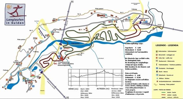 Mapa běžeckých stop Stelvio/Stilfs