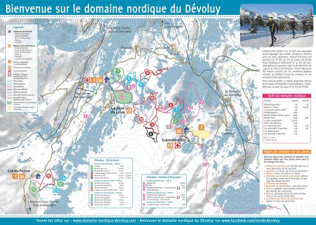 Plan des pistes de ski de fond La Joue du Loup