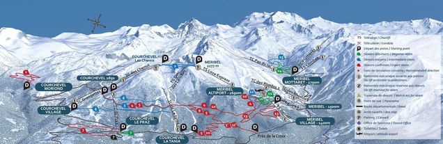 Plano pistas de esquí de fondo Courchevel