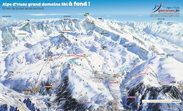 Mapa běžeckých stop Vaujany (Alpe d'Huez)