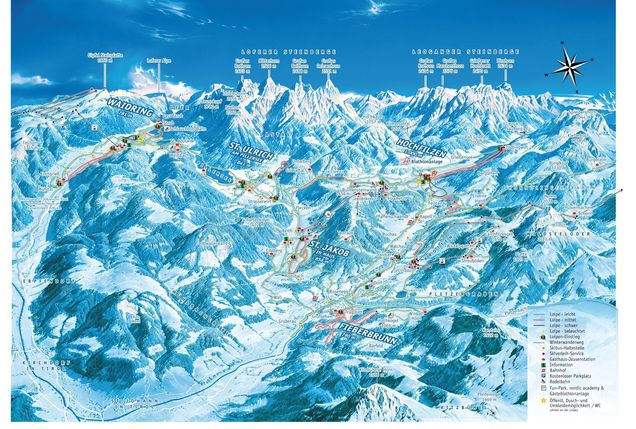 Plan des pistes de ski de fond Fieberbrunn