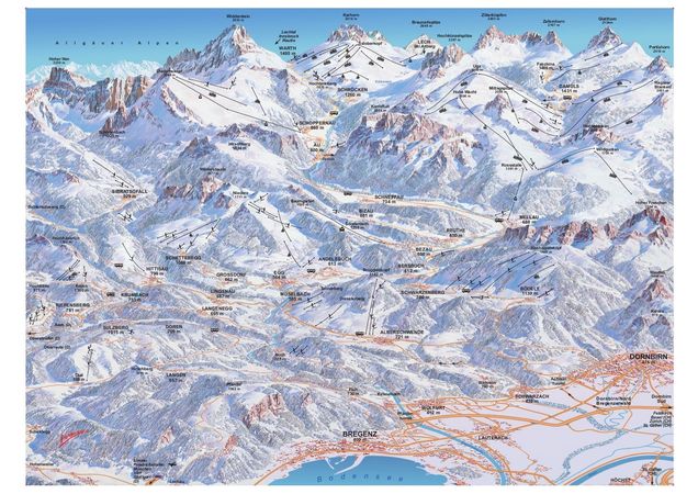 Plan nartostrad Las Bregencki - Dolina Walsertal - Dolina Lechtal