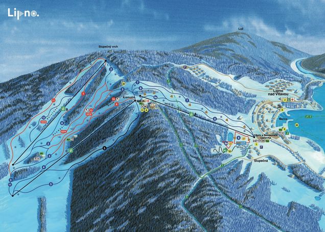 Plano de las pistas Skiareal Lipno