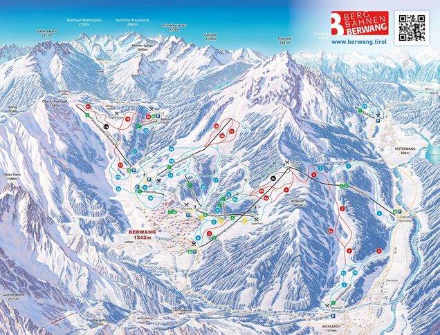 Plan des pistes Skischaukel Berwangertal