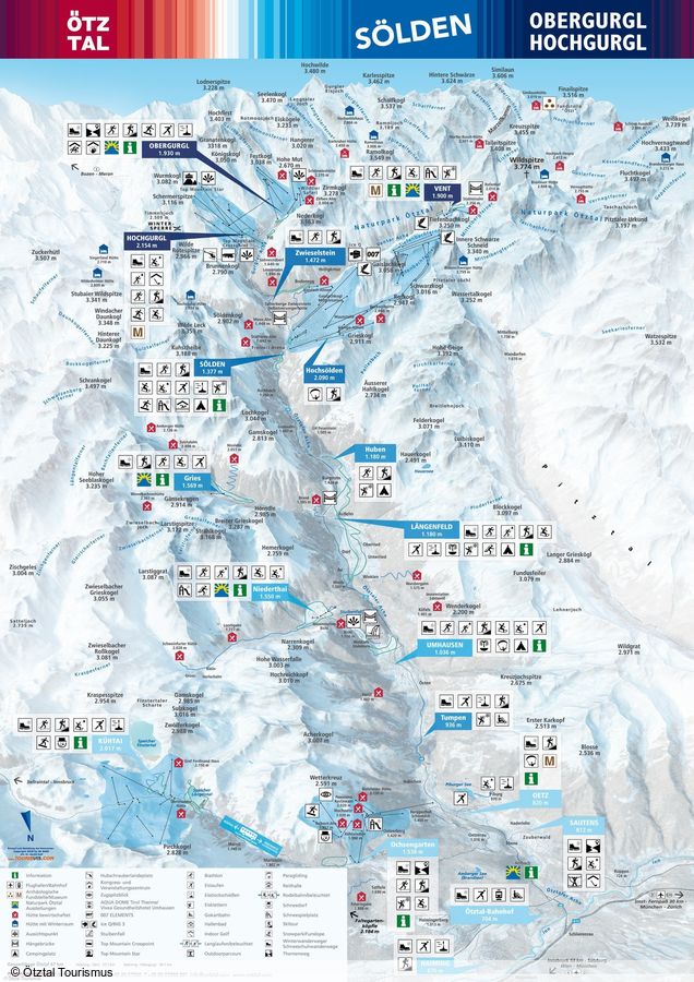 Mapa sjezdovek Ötztaler Superskipass