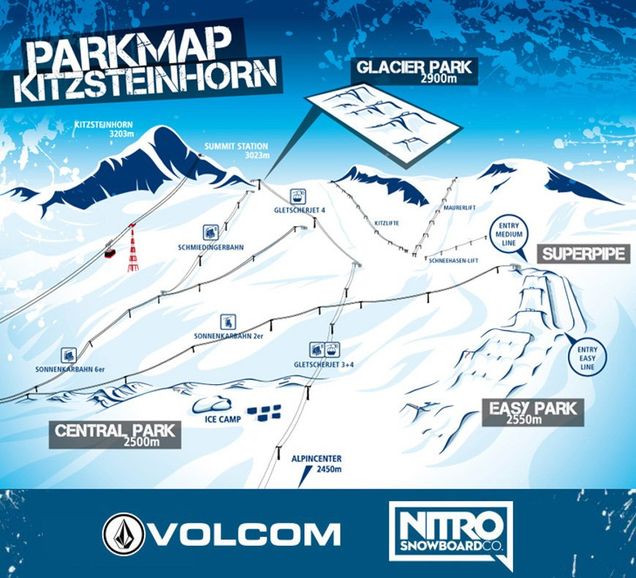 Plán snowparku Kitzsteinhorn/Maiskogel - Kaprun