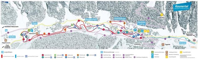 Plan tras biegowych Ried w Dolinie Oberinntal