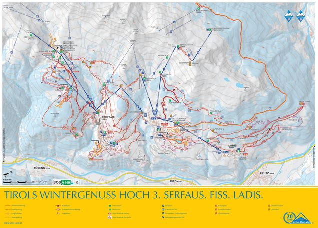 Harta pârtiilor schi fond Serfaus-Fiss-Ladis