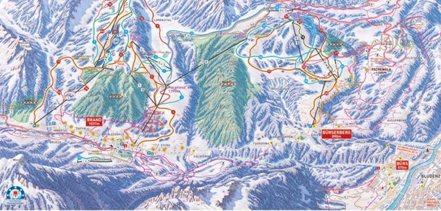 Piantina con piste di sci di fondo Bludenz