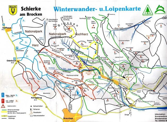 Plan des pistes de ski de fond Schierke