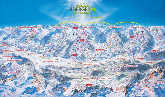 Mapa sjezdovek 4-Berge-Skischaukel