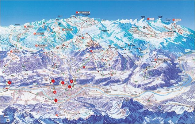 Mapa sjezdovek Ski plus City Pass