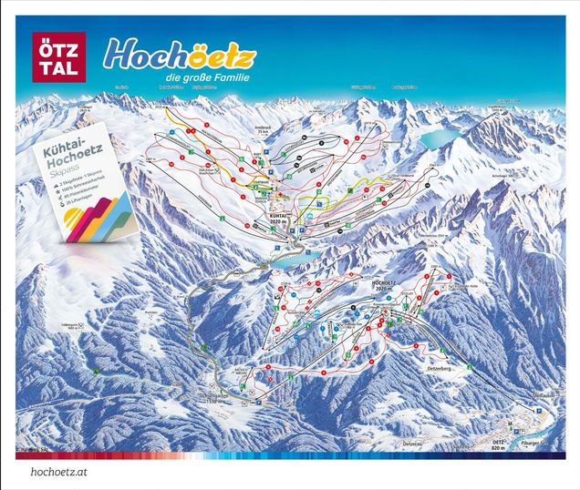 Plano de las pistas Región de esquí  Hochoetz - Kühtai
