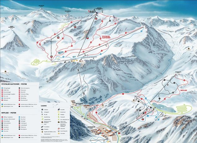 Plan des pistes Pitztaler Gletscher & Rifflsee