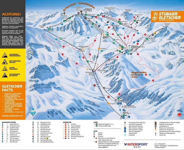 Plano de las pistas Stubaier Gletscher