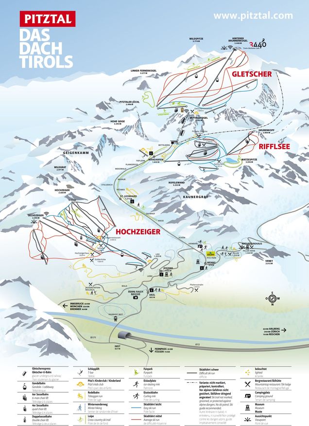 Piste map Gletscherpark Card Winter