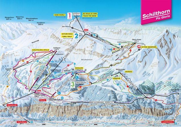 Plan des pistes Mürren-Schilthorn