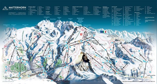 Plano de las pistas Matterhorn ski paradise