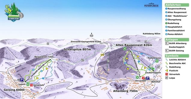 Plan des pistes Altenberg