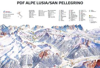 Planul pârtiilor Alpe Lusia - San Pellegrino