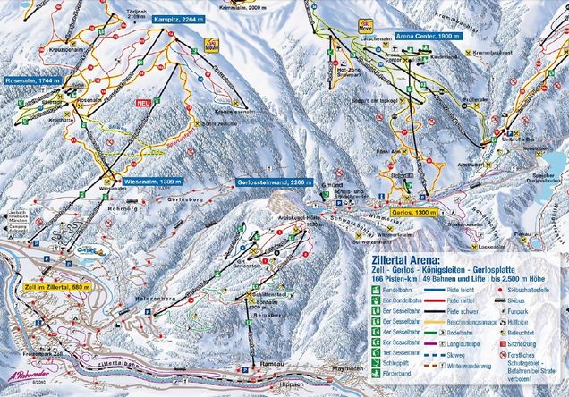 Plan des pistes de ski de fond Zell am Ziller