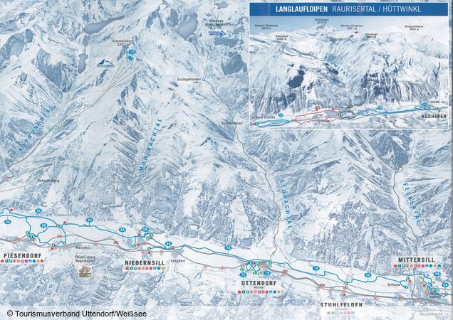 Plán bežeckých tratí Uttendorf - ľadovec Weißsee