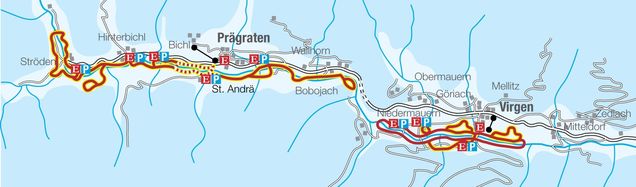 Mapa běžeckých stop Prägraten
