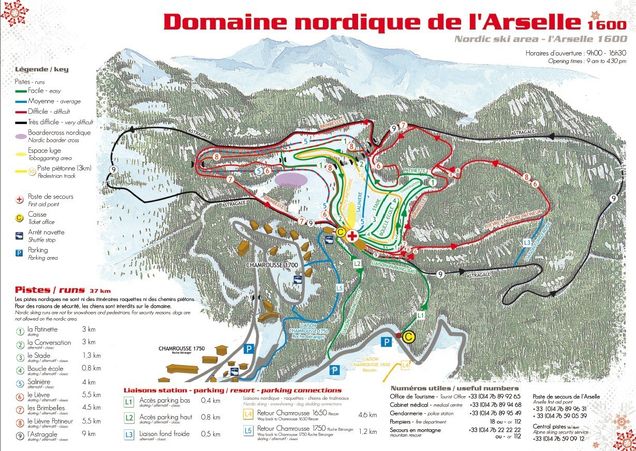 Plan des pistes de ski de fond Chamrousse