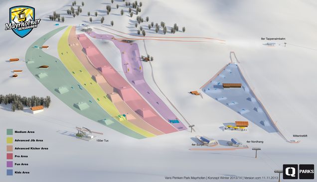Plan snowparku Mayrhofen & Hippach