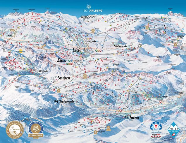 Hartă a pârtiilor Arlberg