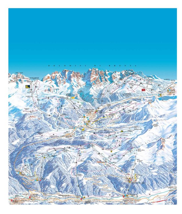 Hartă a pârtiilor SkiArea Campiglio Dolomiti di Brenta