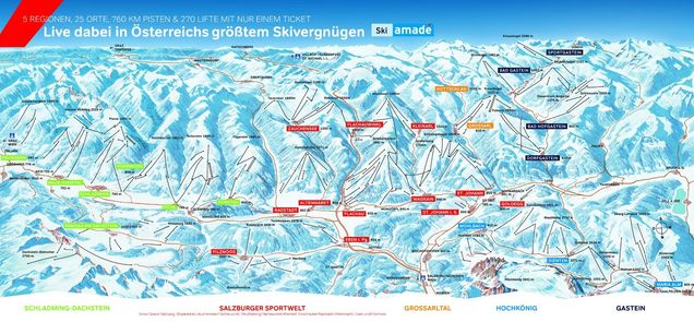 Mapa sjezdovek Ski amadé