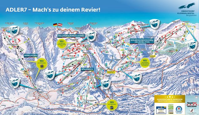 Plán zjazdoviek Ski Oberstdorf Kleinwalsertal