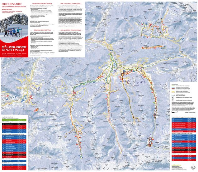 Plan des pistes de ski de fond Flachau