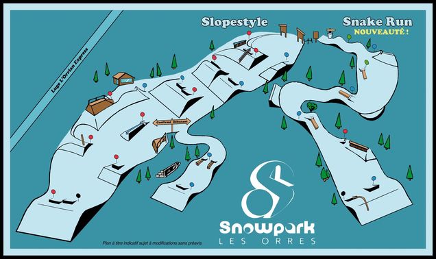 Snow park map Les Orres