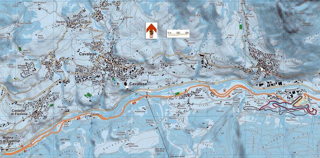 Mapa běžeckých stop Tesero