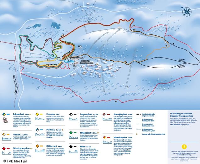 Harta pârtiilor schi fond Idre Fjäll